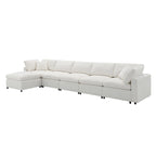 Canapé d'angle convertible en forme de U Beige Chenille Cloud, 6 pièces