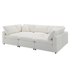 Canapé d'angle convertible en forme de U Beige Chenille Cloud, 6 pièces