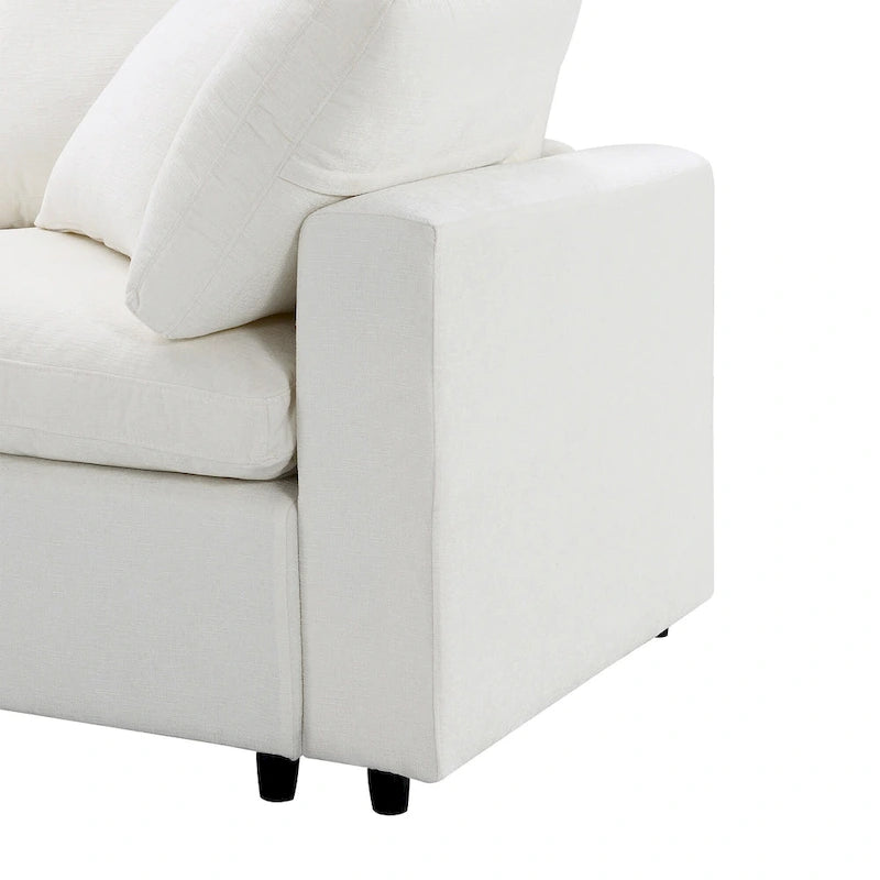 Canapé d'angle convertible en forme de U Beige Chenille Cloud, 6 pièces