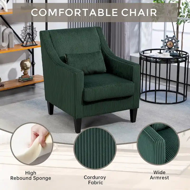 Fauteuil rembourré Emerald 26.77 avec accoudoirs incurvés