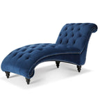 Chaise longue capitonnée bleue à 27,17 boutons avec clous décoratifs