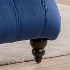Chaise longue capitonnée bleue à 27,17 boutons avec clous décoratifs