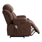 Fauteuil releveur électrique gris avec fonction massage chauffante, chargement USB, télécommande et poches latérales pratiques pour les seniors