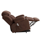 Fauteuil releveur électrique gris avec fonction massage chauffante, chargement USB, télécommande et poches latérales pratiques pour les seniors