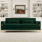 Modern 85.63 Velvet 3-seater Sofa with Gold Accents and Plush Cushions for Living Room