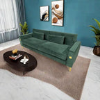 Canapé 3 places moderne en velours 85,63 avec détails dorés et coussins moelleux pour salon
