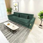 Canapé 3 places moderne en velours 85,63 avec détails dorés et coussins moelleux pour salon
