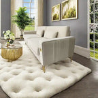 Canapé 3 places moderne en velours 85,63 avec détails dorés et coussins moelleux pour salon