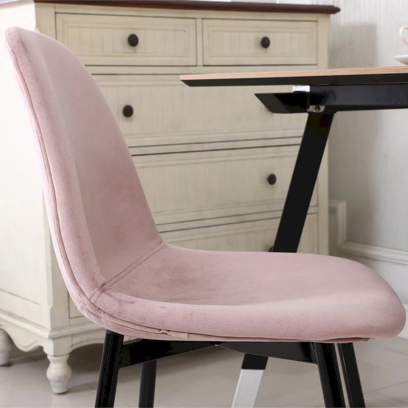 Ensemble de salle à manger moderne 5 pièces avec table ronde et 4 chaises rembourrées en velours
