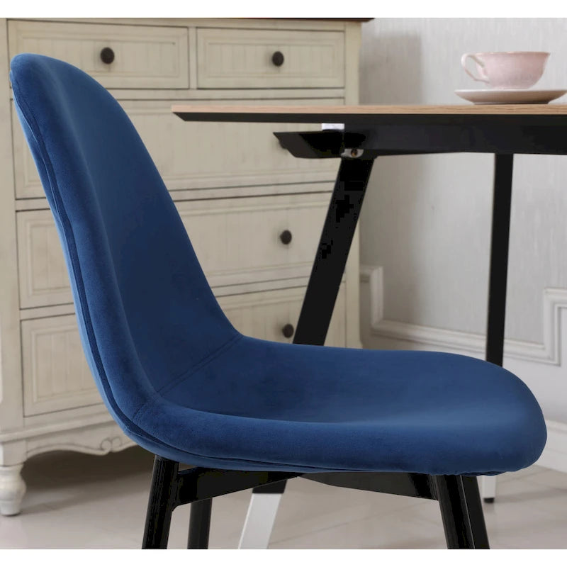 Ensemble de salle à manger moderne 5 pièces avec table ronde et 4 chaises rembourrées en velours