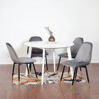 Ensemble de salle à manger moderne 5 pièces avec table ronde et 4 chaises rembourrées en velours