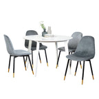 Ensemble de salle à manger moderne 5 pièces avec table ronde et 4 chaises rembourrées en velours