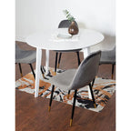 Ensemble de salle à manger moderne 5 pièces avec table ronde et 4 chaises rembourrées en velours