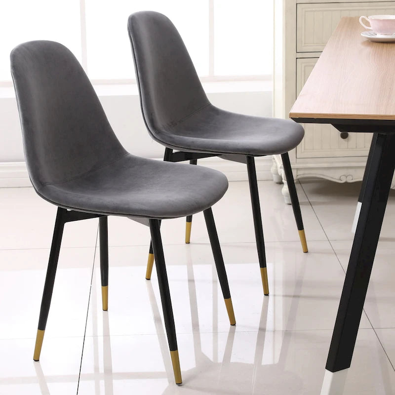 Ensemble de salle à manger moderne 5 pièces avec table ronde et 4 chaises rembourrées en velours