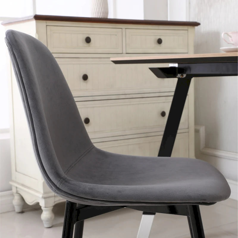 Ensemble de salle à manger moderne 5 pièces avec table ronde et 4 chaises rembourrées en velours