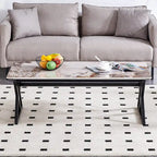 Table basse rectangulaire moderne de 47 pouces avec plateau en pierre frittée et pieds en métal en forme de X