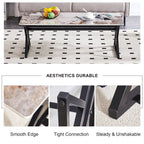 Table basse rectangulaire moderne de 47 pouces avec plateau en pierre frittée et pieds en métal en forme de X
