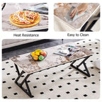 Table basse rectangulaire moderne de 47 pouces avec plateau en pierre frittée et pieds en métal en forme de X
