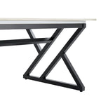 Table basse rectangulaire moderne de 47 pouces avec plateau en pierre frittée et pieds en métal en forme de X