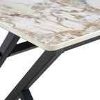 Table basse rectangulaire moderne de 47 pouces avec plateau en pierre frittée et pieds en métal en forme de X