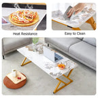 Table basse rectangulaire moderne de 47 pouces avec plateau en pierre frittée et pieds en métal en forme de X