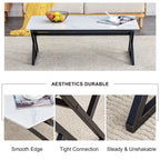 Table basse rectangulaire moderne de 47 pouces avec plateau en pierre frittée et pieds en métal en forme de X