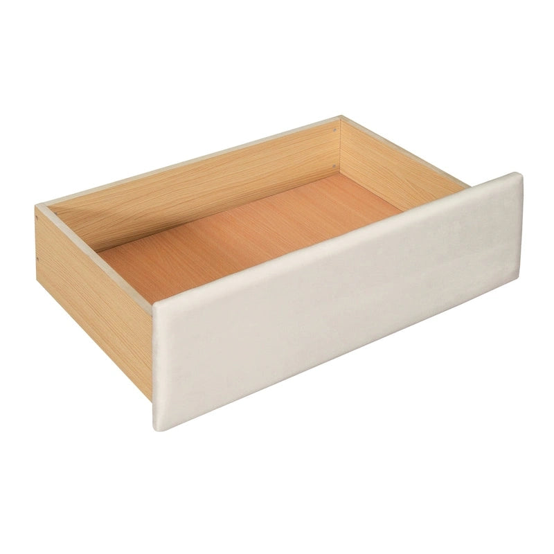 Lit de jour double en velours nuage avec lit gigogne, tiroirs et port USB