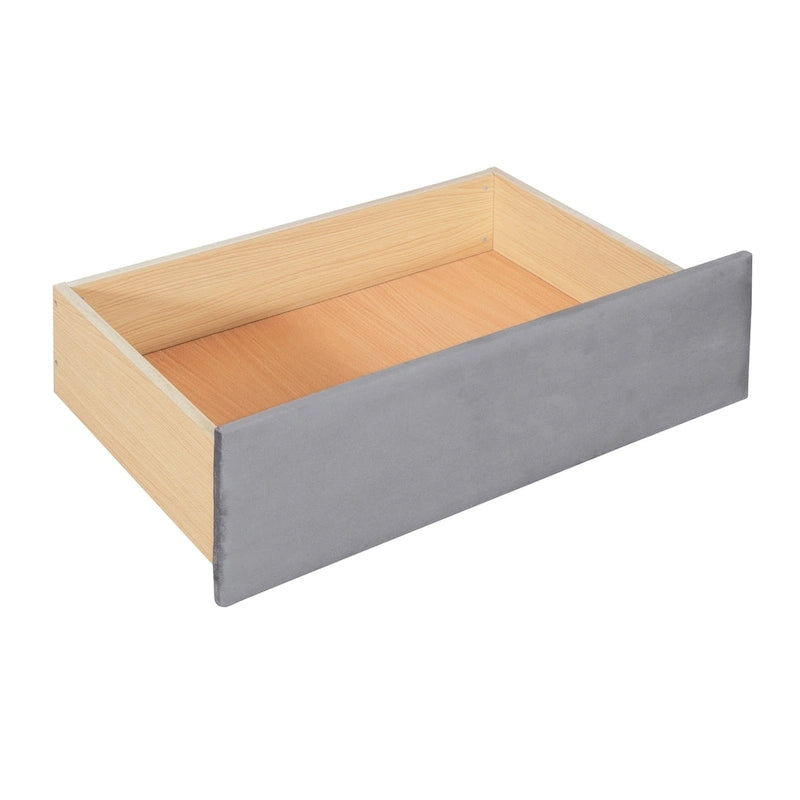 Lit de jour double en velours nuage avec lit gigogne, tiroirs et port USB