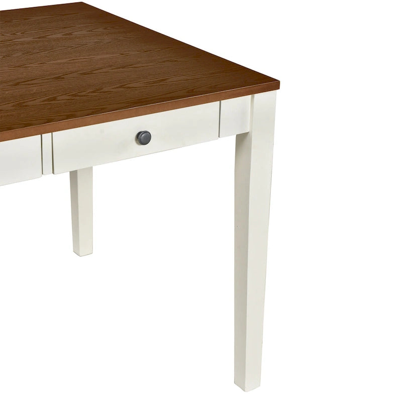 Ensemble de salle à manger en bois 6 pièces avec table, 4 chaises et banc, table avec tiroir