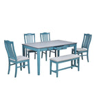 Ensemble de salle à manger en bois 6 pièces avec table, 4 chaises et banc, table avec tiroir