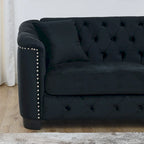 Canapé 3 places Chesterfield en velours capitonné avec ornement clouté, coloris 77