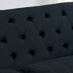 Canapé 3 places Chesterfield en velours capitonné avec ornement clouté, coloris 77