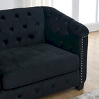 Canapé 3 places Chesterfield en velours capitonné avec ornement clouté, coloris 77