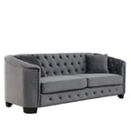 Canapé 3 places Chesterfield en velours capitonné avec ornement clouté, coloris 77