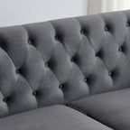 Canapé 3 places Chesterfield en velours capitonné avec ornement clouté, coloris 77