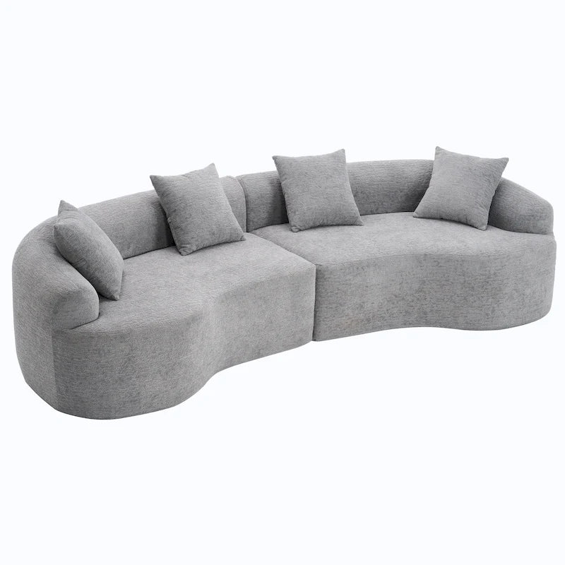 Canapé d'angle modulable incurvé 4 places en tissu chenille de luxe