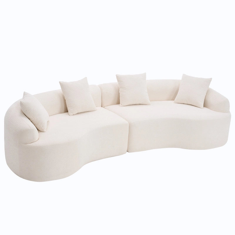 Canapé d'angle modulable incurvé 4 places en tissu chenille de luxe