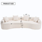 Canapé d'angle modulable incurvé 4 places en tissu chenille de luxe
