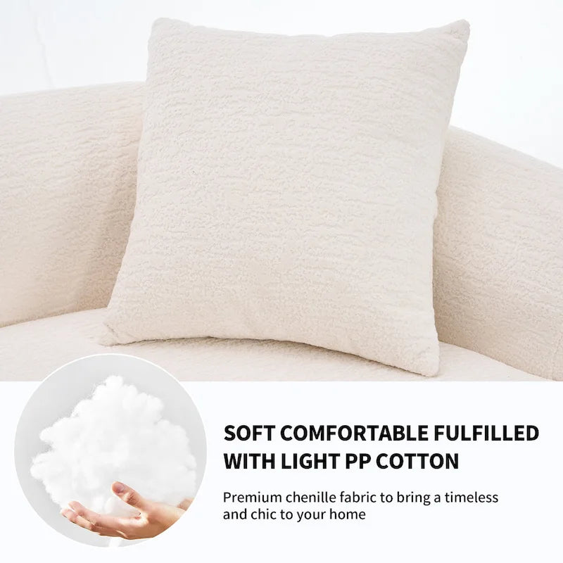 Canapé d'angle modulable incurvé 4 places en tissu chenille de luxe