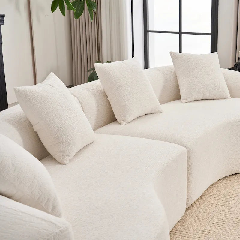 Canapé d'angle modulable incurvé 4 places en tissu chenille de luxe