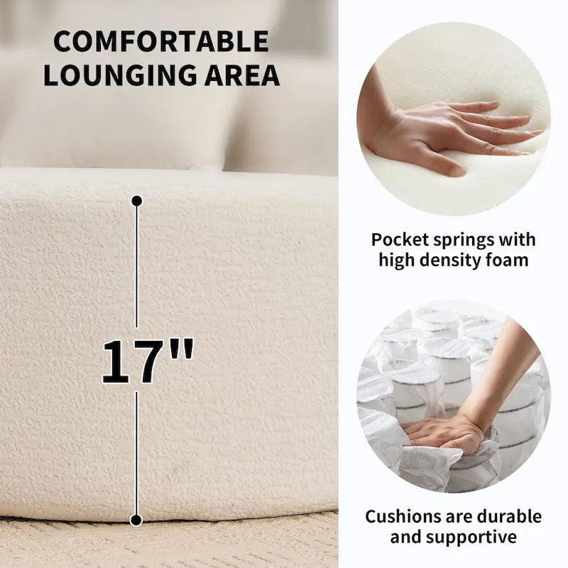 Canapé d'angle modulable incurvé 4 places en tissu chenille de luxe