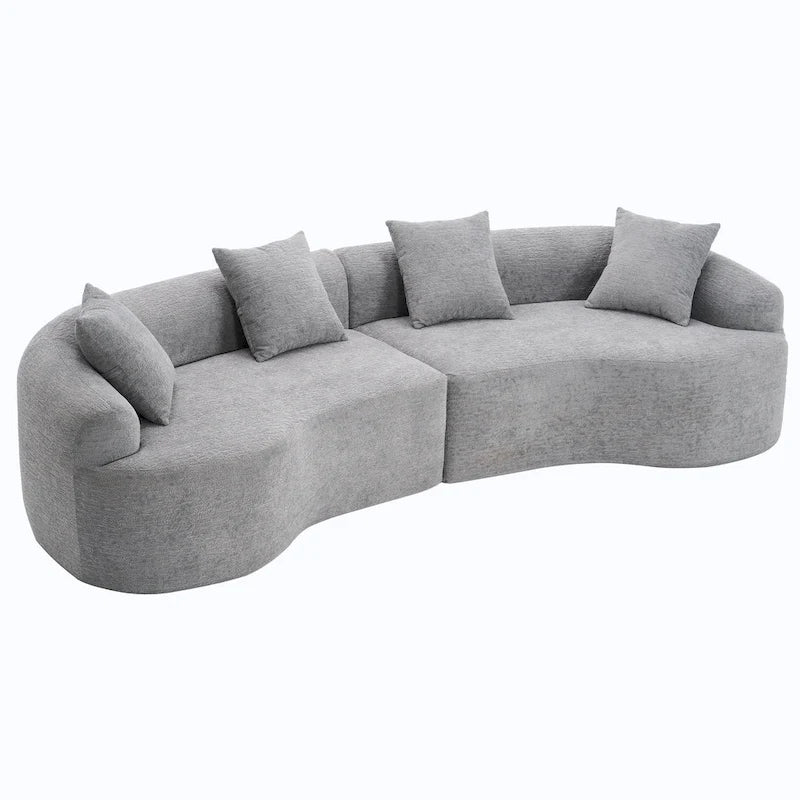 Canapé d'angle modulable incurvé 4 places en tissu chenille de luxe