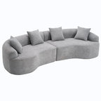 Canapé d'angle modulable incurvé 4 places en tissu chenille de luxe