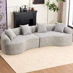 Canapé d'angle modulable incurvé 4 places en tissu chenille de luxe