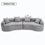 Canapé d'angle modulable incurvé 4 places en tissu chenille de luxe