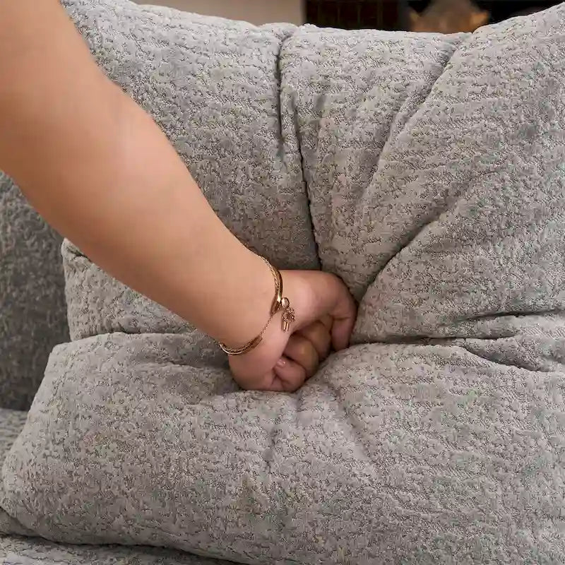 Canapé d'angle modulable incurvé 4 places en tissu chenille de luxe