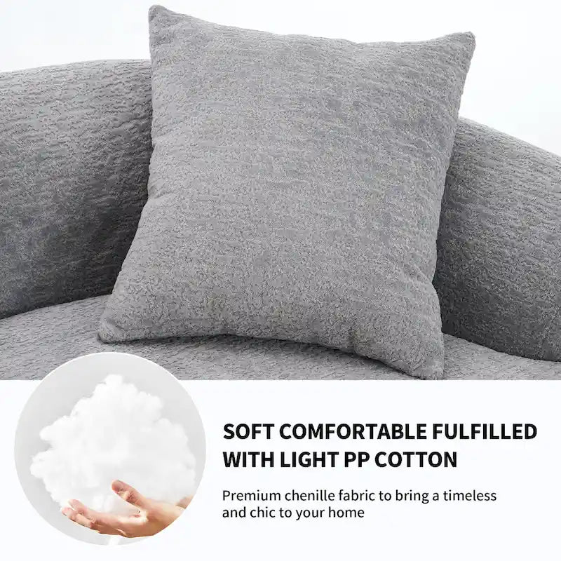 Canapé d'angle modulable incurvé 4 places en tissu chenille de luxe