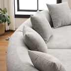 Canapé d'angle modulable incurvé 4 places en tissu chenille de luxe