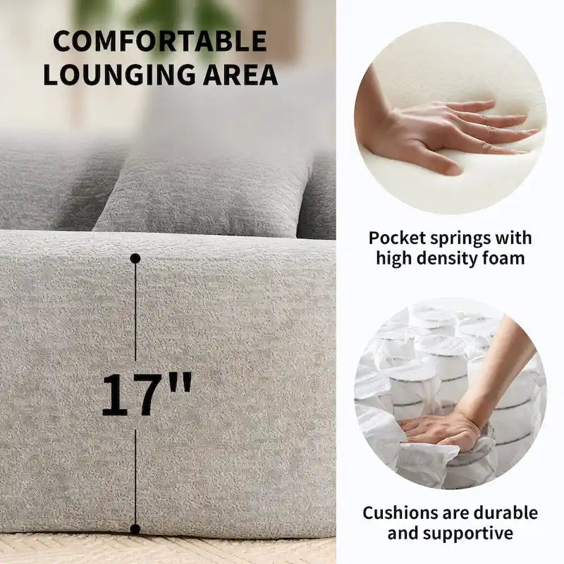 Canapé d'angle modulable incurvé 4 places en tissu chenille de luxe