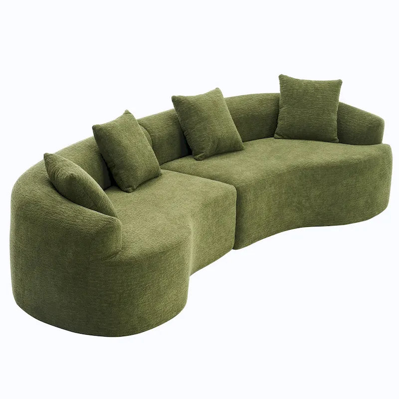 Canapé d'angle modulable incurvé 4 places en tissu chenille de luxe